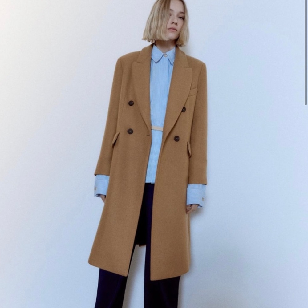 Zara Wool Blend Camel Coat Size M NWT